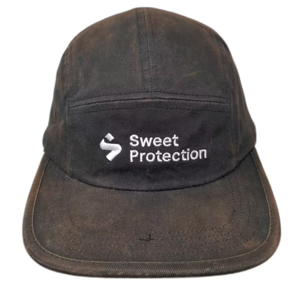 Sweet Protection 5 Panel Hat Black White Strapback OS Cotton Embroidered Logo